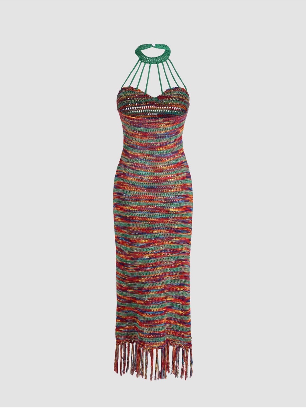 Cider Crochet Multicolor Midi Dress with Green Yoke | Size Small - Picture 7 of 11